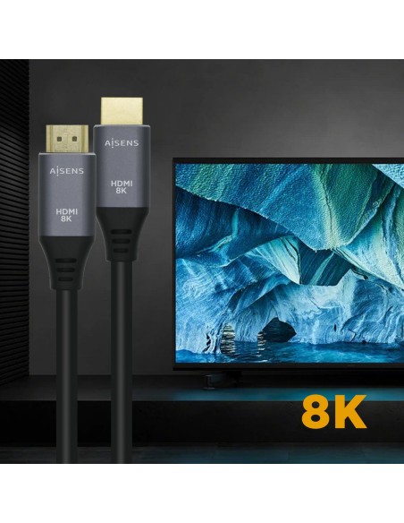CABLE HDMI AISENS V2.1 ULTRA ALTA VELOCIDAD 8K60HZ 48GBPS A M-A M GRIS 0.5M