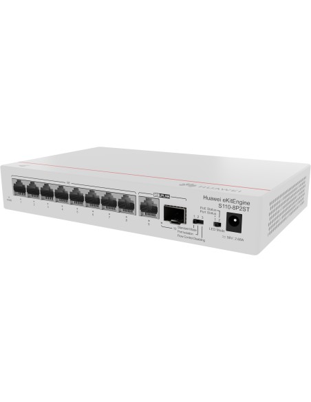 HUAWEI S110-8P2ST ( 8 10 100 1000 BASE-T PORTS POE+ 1GE SFP PORT, 1*10 100  100BASE T PORT, AC POWER, POWER ADAPTER)