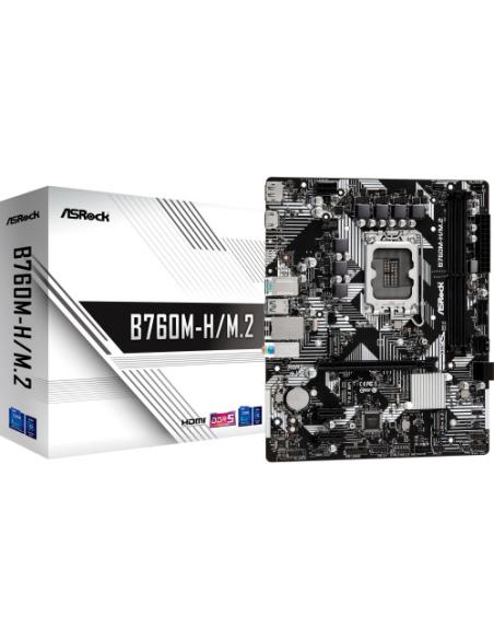 PLACA ASROCK B760M-H/M.2,INTEL,1700,B760,2DDR5,96GB,HDMI+DP,4SATA+2M.2,5USB 3.2+1USB-C,GBLAN,MATX