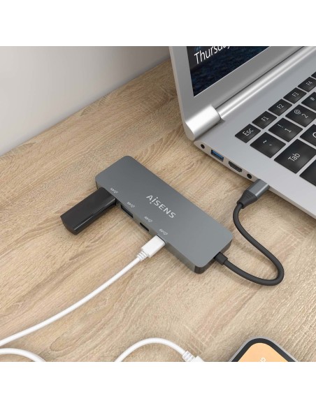 HUB AISENS USB 3.2 GEN2 10G USB-C M-2XUSB-C H-2XUSB-A H 15CM GRIS