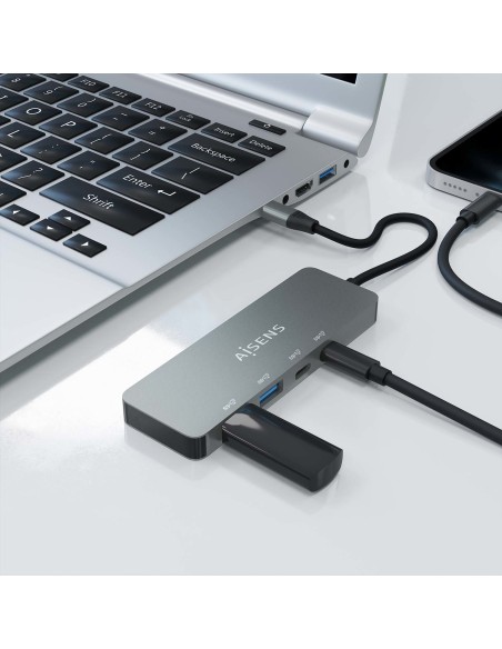 HUB AISENS USB 3.2 GEN2 10G USB-C M-2XUSB-C H-2XUSB-A H 15CM GRIS