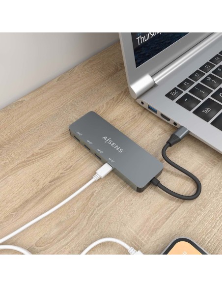 HUB AISENS USB 3.2 GEN2 10G USB-C M-4XUSB-C H 15CM GRIS