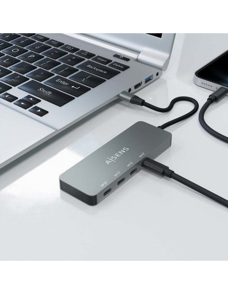 HUB AISENS USB 3.2 GEN2 10G USB-C M-4XUSB-C H 15CM GRIS