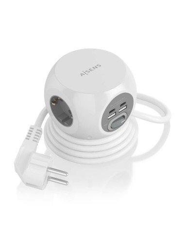 REGLETA ENCHUFES AISENS 3 TOMAS + 2XUSB-C, 2XUSB-A 1.4M BLANCO