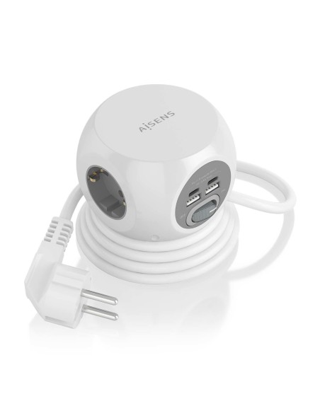 REGLETA ENCHUFES AISENS 3 TOMAS + 2XUSB-C, 2XUSB-A 1.4M BLANCO
