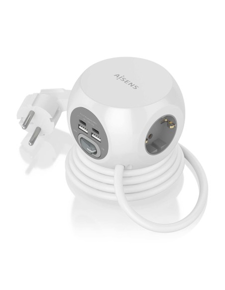 REGLETA ENCHUFES AISENS 3 TOMAS + 2XUSB-C, 2XUSB-A 1.4M BLANCO