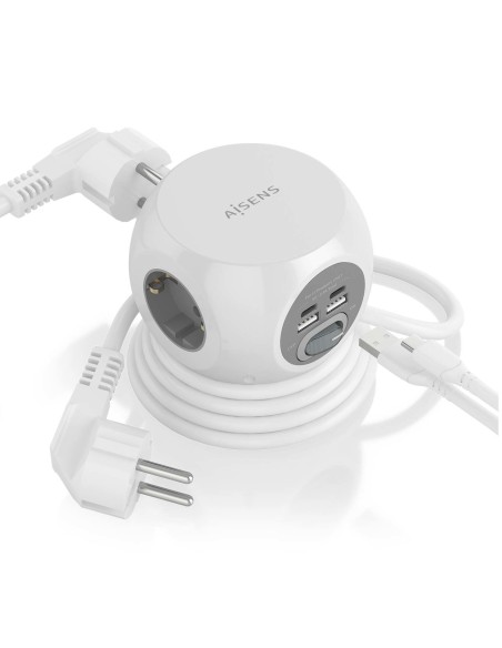 REGLETA ENCHUFES AISENS 3 TOMAS + 2XUSB-C, 2XUSB-A 1.4M BLANCO