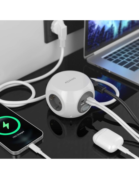 REGLETA ENCHUFES AISENS 3 TOMAS + 2XUSB-C, 2XUSB-A 1.4M BLANCO
