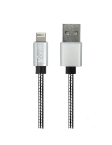 X-One CML1000S Cable USB metal iPhone Plata - Imagen 1