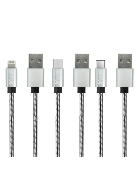 X-One CML1000S Cable USB metal iPhone Plata - Imagen 2