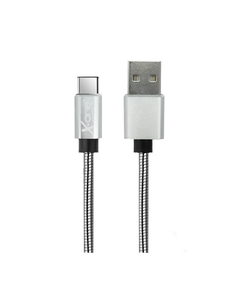 X-One CMC1000S Cable USB metal Tipo-C Plata - Imagen 1