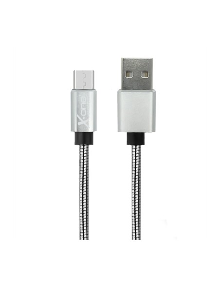 X-One CMM1000S Cable USB metal Micro Plata - Imagen 1