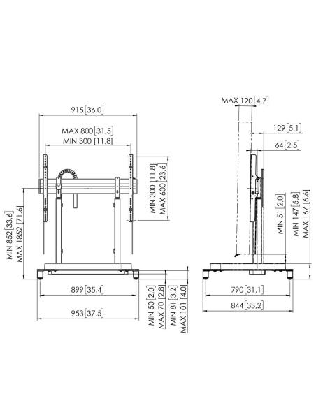 VOGELS RISE 5108 MOTORIZED DISPLAY LIFT FLOOR STAND 80 BLACK (RISE5108 )