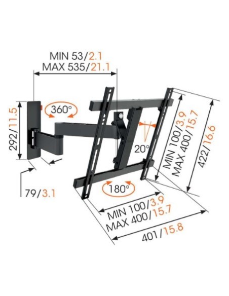 VOGELS WALL 3245 FULL-MOTION TV WALL MOUNT NEGRO