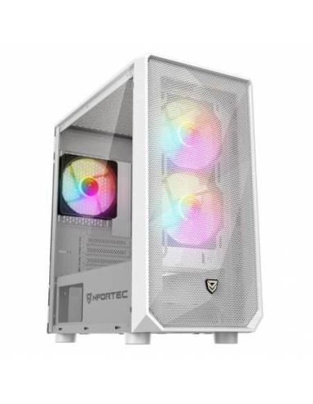 NFORTEC CAJA MICROATX GAMING CRISTAL TEMPLAD DYS WHITE. USB 3.0 RGB. BLANCO