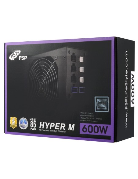 FSP Fortron Hyper M600 600W ATX Negro unidad de fuente alimentación