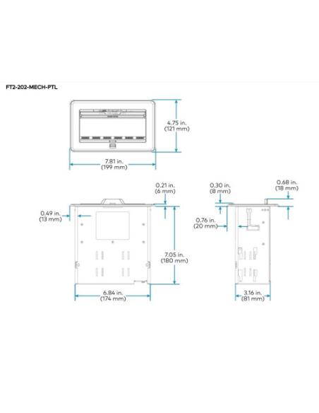 CRESTRON FLIPTOP FT2 SERIES CABLE MANAGEMENT SYSTEM, 202 SIZE, MECHANICAL, PASS-THROUGH LID, BLACK (FT2-202-MECH-PTL-B) 6511668