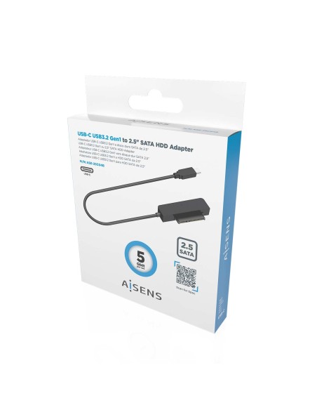 ADAPTADOR AISENS SATA A USB-C USB 3.0 3.1 GEN1 DISCOS 2.5 NEGRO