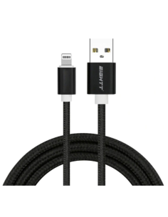 CABLE EIGHTT USB A IPHONE 2MTS TRENZADO DE NYLON NEGRO