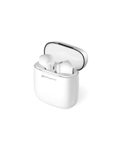 AURICULAR PHOENIX CON MICROFONO WIRELESS BT 5.0 ESTUCHE CARGA BLANCO