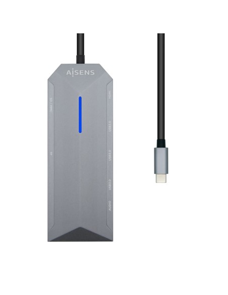 DOCK AISENS USB-C A HDMI RJ45-3XUSB-SD-MICROSD GRIS 15CM ASUC-9P001-GR