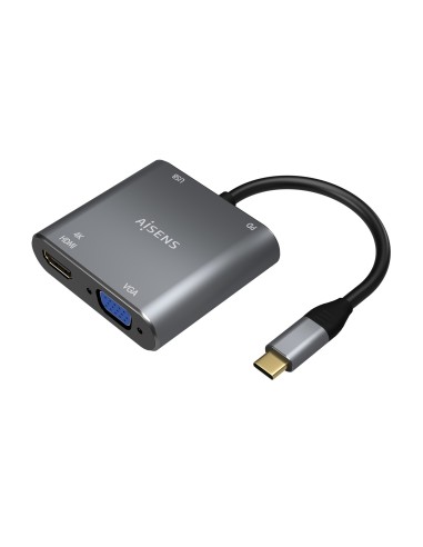 CONVERSOR USB-C A VGA H-HDMI 4K H-USB-A 3.0 H-USB-C PD H GRIS 15CM A109-0626