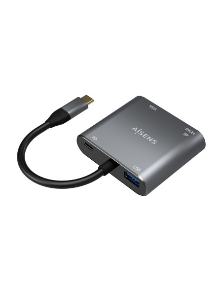 CONVERSOR USB-C A VGA H-HDMI 4K H-USB-A 3.0 H-USB-C PD H GRIS 15CM A109-0626