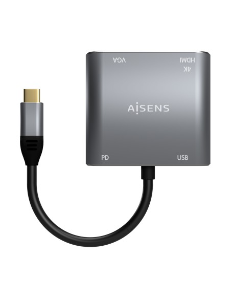 CONVERSOR USB-C A VGA H-HDMI 4K H-USB-A 3.0 H-USB-C PD H GRIS 15CM A109-0626