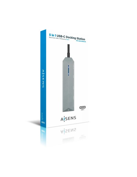 DOCK AISEN USB-C 5 EN 1 USB-C A 1XHDMI 1XRJ45 2XUSB 1XPD GRIS15CM ASUC-5P003-GR