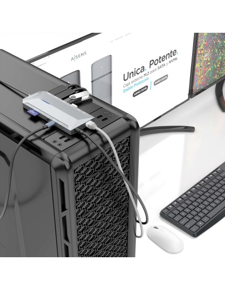 DOCKING USBC- 2HDMI-RJ45-3USBA-2USBC-PD-AUDIO-SD-MSD 15CM  AISENS ASUC-12P005-GR