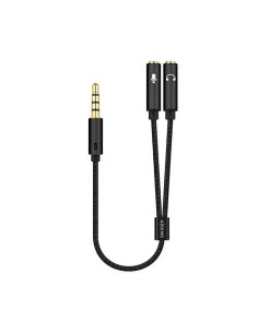 ADAPTADOR AUDIO JACK 3.5 4PIN M-2XJACK 3.5 3PIN H NEGRO 25CM AISENS A128-0416