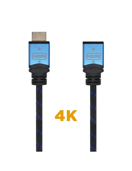 CABLE HDMI V2.0 PROLONGADOR 4K60HZ 18GBPS AM-AH NEGRO AZUL 1.0M AISENS A120-0452