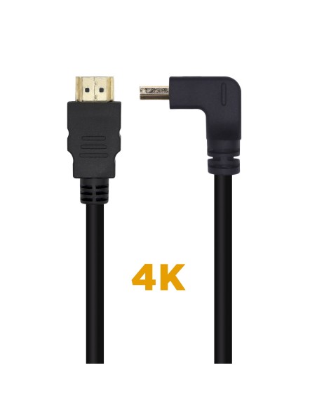 CABLE HDMI V2.0 ACODADO 4K 60HZ 18GBPS AM-AM NEGRO 1.0M AISENS A120-0456