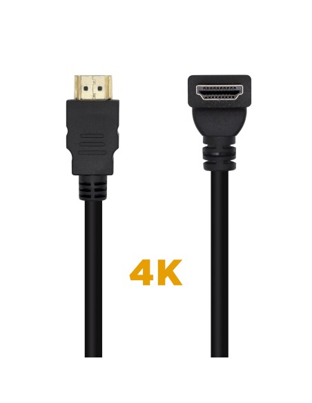 CABLE HDMI V2.0 ACODADO 4K 60HZ 18GBPS AM-AM NEGRO 1.0M AISENS A120-0456