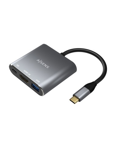 CONVERSOR USB-C A HDMIUSB-CTIPO A USB 3.0 3 EN 1 GRIS 15 CM AISENS A109-0669