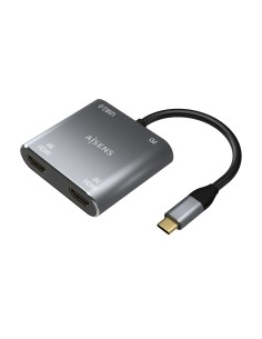 CONVERSOR USB-C A 2XHDMI 4K SST MST-USB2.0-USB-C PD 60W 15CM AISENS A109-0625