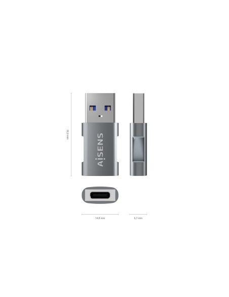 ADAPTADOR MINI USB 3.2 GEN2 10G 3A TIPO USB-CH-AM GRIS AISENS A108-0655