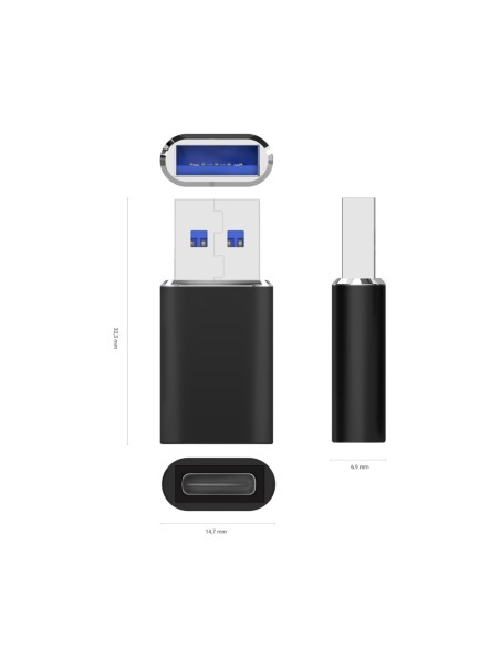 ADAPTADOR MINI  USB 3.2 GEN2 USB 2.03A TIPO USB-CH-AM NEGRO AISENS A108-0678