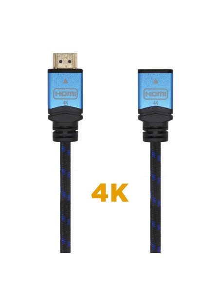 CABLE HDMI V2.0 PROLONGADOR 4K60HZ 18GBPS AM-AH NEGRO AZUL 2.0M AISENS A120-0453
