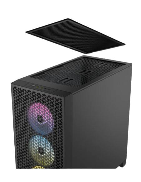 CAJA  ATX SEMITORRE CORSAIR 3000D ARGB AIRFLOW CRISTAL TEMPLADO NEGRA