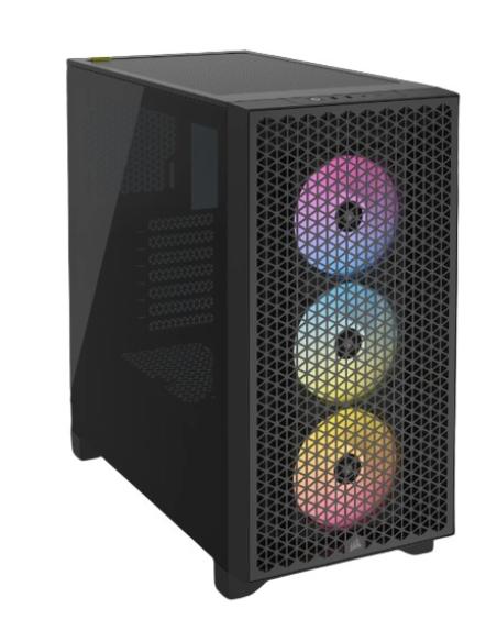 CAJA  ATX SEMITORRE CORSAIR 3000D ARGB AIRFLOW CRISTAL TEMPLADO NEGRA