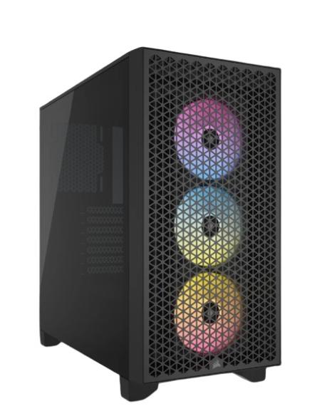 CAJA  ATX SEMITORRE CORSAIR 3000D ARGB AIRFLOW CRISTAL TEMPLADO NEGRA