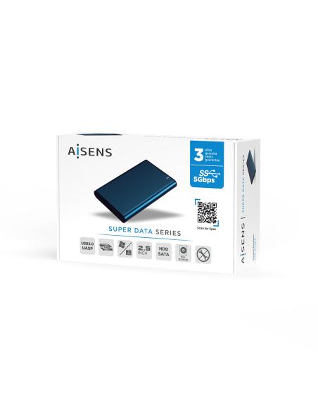 CAJA EXTERNA 2.5 ASE-2525BWN 9.5MM SATA A USB3.1 GEN1 AZUL PAC AISENS ASE-2525PB