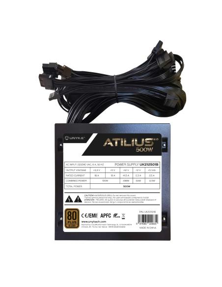 FUENTE ALIMENTACION ATX  500W UNYKA GAMING ATILIUS II 85 EFICIENCIA 120MM 212501