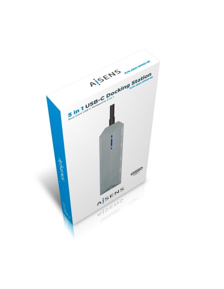 DOCK AISEN USB-C 5 EN 1 USB-C A 1XHDMI 1XRJ45 2XUSB 1XPD GRIS15CM ASUC-5P003-GR