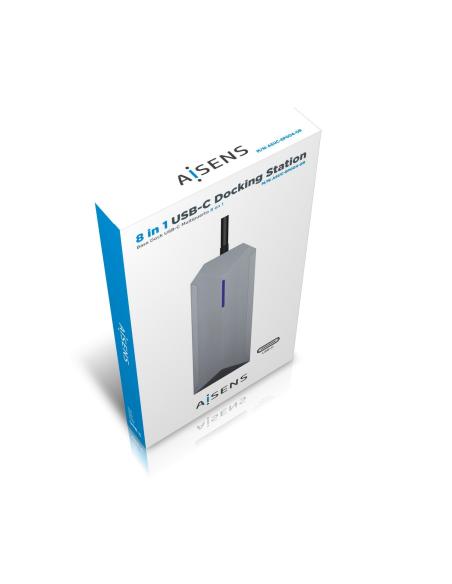 DOCK AISENS USB-C 8 EN 1 USB-C A HDMI-RJ45-3USB-PD-SD-MICROSD 15CM ASUC-8P004-GR