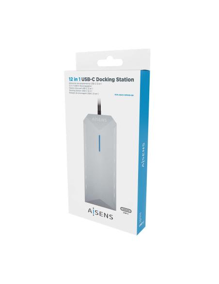 DOCKING USBC- 2HDMI-RJ45-3USBA-2USBC-PD-AUDIO-SD-MSD 15CM  AISENS ASUC-12P005-GR