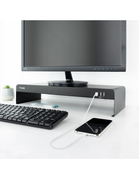 SOPORTE ELEVADOR PARA MONITORES 3XUSB TOOQ TQMR0124 NEGRO