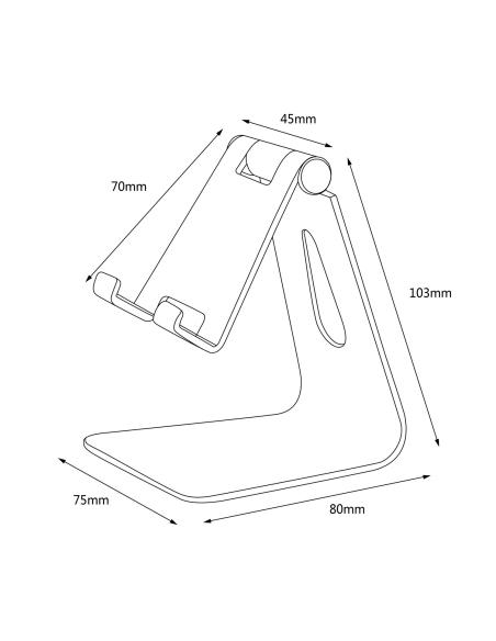 SOPORTE TABLET SMARTPHONE SOBREMESA M AJUSTABLE (1 PIVOTE)AISENS PLATA MS1PM-081