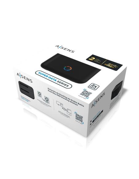 ESTACION DOCKING DOBLE BAHIA SATA 2.5 3.5 USB 3.0 3.1 GEN1  NEGR AISENS ASDS-D01B